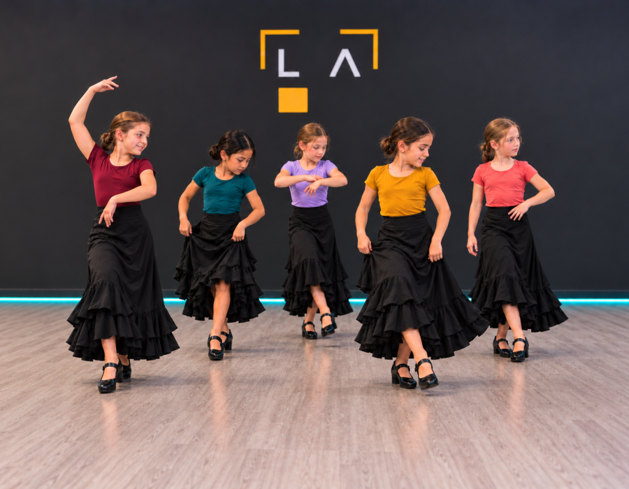 Cinque ragazze di flamenco al centro-2