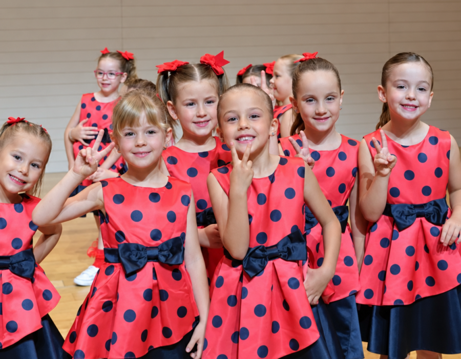 Ragazze sorridenti in abiti corallo